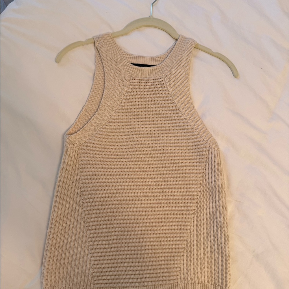 J Brand Beige Ribbed Knit Sweater